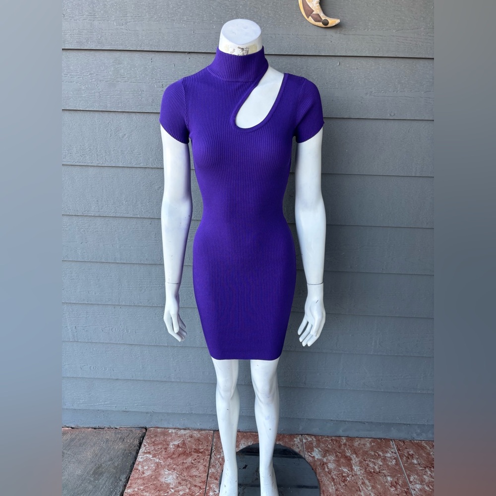 Hera Collection Purple Cutout Ribbed Mini Dress